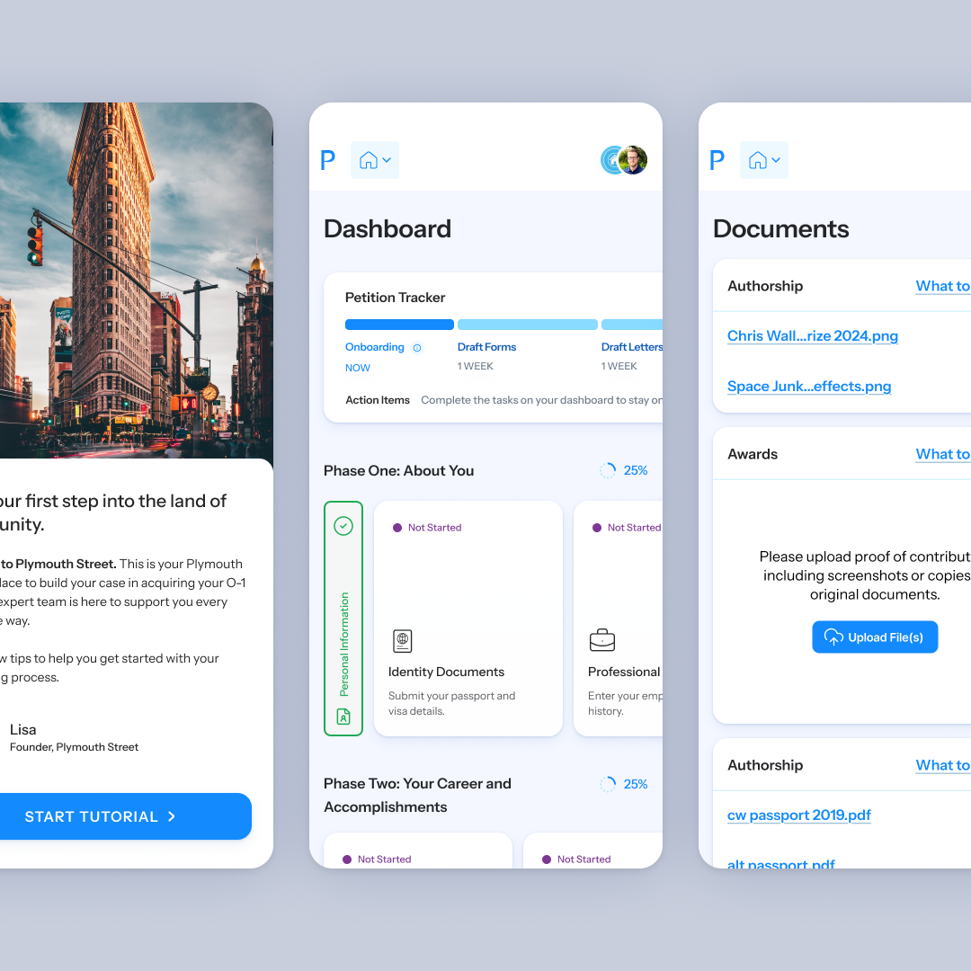 Immigration App Screens
